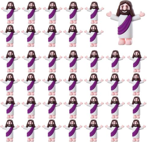 60 Pcs Little Jesus Figurine Miniature Jesus Doll Tiny Jesus Figurine to Hide and Seek Classic Religious Gifts Christ Savior Jesus for Sunday Easter Eggs Stuffers Baptism Gift (60,Purple) in Saudi Arabia