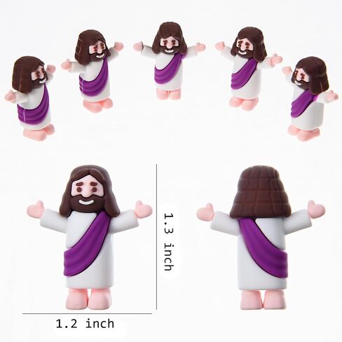 60 Pcs Little Jesus Figurine Miniature Jesus Doll Tiny Jesus Figurine to Hide and Seek Classic Religious Gifts Christ Savior Jesus for Sunday Easter Eggs Stuffers Baptism Gift (60,Purple) in Saudi Arabia