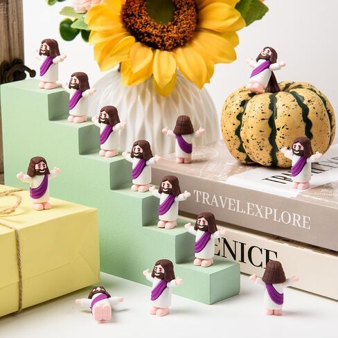 60 Pcs Little Jesus Figurine Miniature Jesus Doll Tiny Jesus Figurine to Hide and Seek Classic Religious Gifts Christ Savior Jesus for Sunday Easter Eggs Stuffers Baptism Gift (60,Purple) in Saudi Arabia