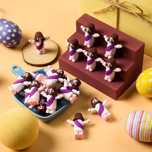 60 Pcs Little Jesus Figurine Miniature Jesus Doll Tiny Jesus Figurine to Hide and Seek Classic Religious Gifts Christ Savior Jesus for Sunday Easter Eggs Stuffers Baptism Gift (60,Purple) in Saudi Arabia
