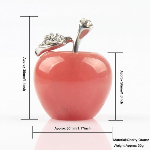 30mm Cherry Quartz Carved Crystal Apple Statue Desk Decor Collectible Figurine in Saudi Arabia