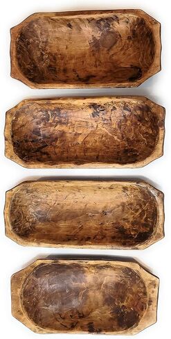 وعاء تزيين خشبي ريفي مقاس 17 بوصة - 20 بوصة - وعاء عجين فريد من نوعه - القرن الكبير in Kuwait