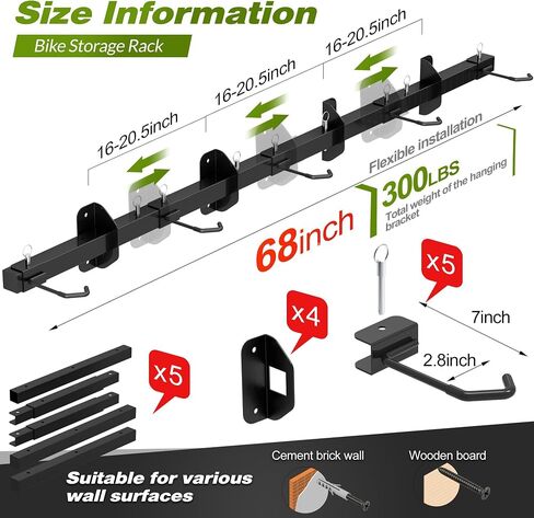 Bike Storage Rack with Shelf, Bike Wall Mount Garage Stand, Bike Hanger Storage Bicycles Hanger Hooks Bike Hooks for Garage Organizer in Saudi Arabia