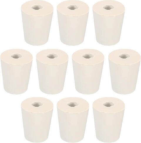 MECCANIXITY Rubber Tapered Plug 15mm to 20mm with Hole Test Tubes Bungs Stopper White for Lab Home 10 Pieces in Saudi Arabia