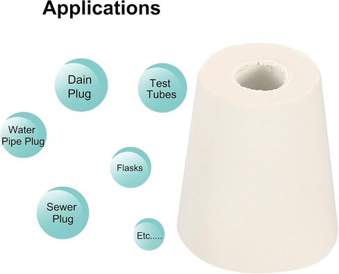 MECCANIXITY Rubber Tapered Plug 15mm to 20mm with Hole Test Tubes Bungs Stopper White for Lab Home 10 Pieces in Saudi Arabia