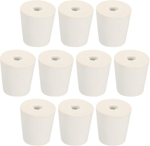 MECCANIXITY Rubber Tapered Plug 15mm to 20mm with Hole Test Tubes Bungs Stopper White for Lab Home 10 Pieces in Saudi Arabia