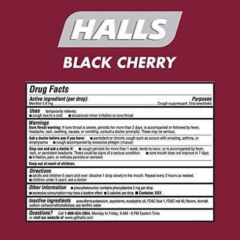 Halls Mentho-Lyptus Drops Sugar Free Black Cherry - 25 ct, Pack of 2 in Saudi Arabia
