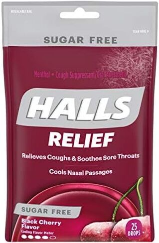 Halls Mentho-Lyptus Drops Sugar Free Black Cherry - 25 ct, Pack of 2 in Saudi Arabia