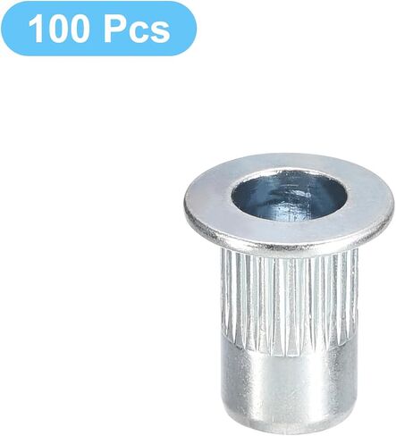 uxcell #6-32 Rivet Nuts, 50pcs Zinc Plated Carbon Steel Knurled Flat Head Threaded Insert Nuts for Metal, Plastic in Saudi Arabia