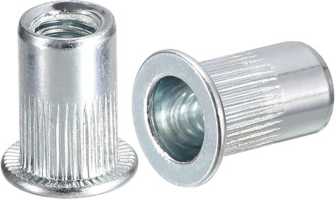 uxcell #6-32 Rivet Nuts, 50pcs Zinc Plated Carbon Steel Knurled Flat Head Threaded Insert Nuts for Metal, Plastic in Saudi Arabia