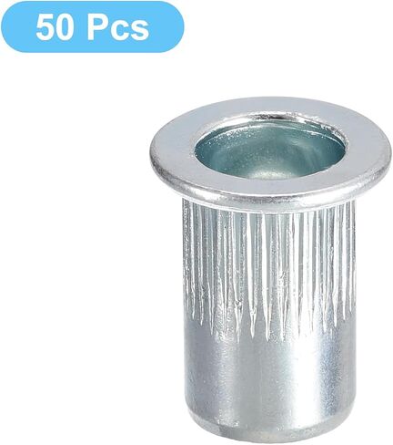 uxcell #6-32 Rivet Nuts, 50pcs Zinc Plated Carbon Steel Knurled Flat Head Threaded Insert Nuts for Metal, Plastic in Saudi Arabia