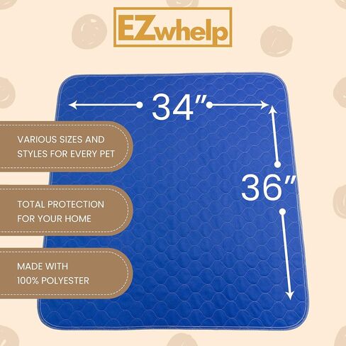 EZwhelp، وسادات سريعة الجفاف - 34 × 36 4 عبوات + وسادة إضافية 18 × 24 بوصة. الحل النهائي لليالي الجافة: امتصاص عالي، قابل لإعادة الاستخدام، ومقاوم للماء، حماية من التبول اللاإرادي وسلس البول لجميع الأعمار. in Kuwait