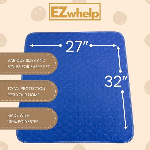 EZwhelp، وسادات سريعة الجفاف - 34 × 36 4 عبوات + وسادة إضافية 18 × 24 بوصة. الحل النهائي لليالي الجافة: امتصاص عالي، قابل لإعادة الاستخدام، ومقاوم للماء، حماية من التبول اللاإرادي وسلس البول لجميع الأعمار. in Kuwait
