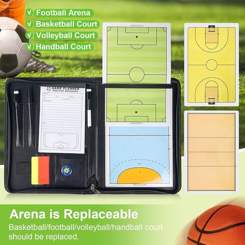 لوحة مفاتيح لمدربي كرة السلة من السلع الرياضية، لوحة مدرب كرة القدم/كرة السلة/الكرة الطائرة/كرة اليد مع قلم تحديد وقلم وممحاة وبطاقات صفراء وحمراء، معدات تدريب كرة القدم، 53 × 31 سم in Kuwait