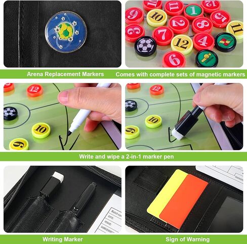 لوحة مفاتيح لمدربي كرة السلة من السلع الرياضية، لوحة مدرب كرة القدم/كرة السلة/الكرة الطائرة/كرة اليد مع قلم تحديد وقلم وممحاة وبطاقات صفراء وحمراء، معدات تدريب كرة القدم، 53 × 31 سم in Kuwait