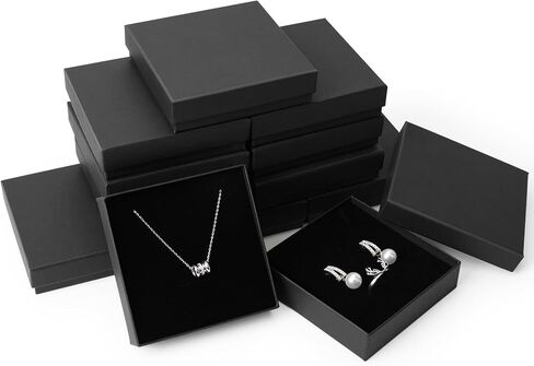 Small Jewelry Boxes, 3.5x3.5x1 Inch Jewelry Gift Boxes, Velvet Sponge Cardboard Gift Boxes for Jewelry Earrings Necklaces Bracelets(40 Pack Black) in Saudi Arabia
