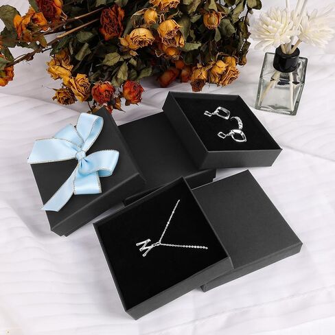 Small Jewelry Boxes, 3.5x3.5x1 Inch Jewelry Gift Boxes, Velvet Sponge Cardboard Gift Boxes for Jewelry Earrings Necklaces Bracelets(40 Pack Black) in Saudi Arabia