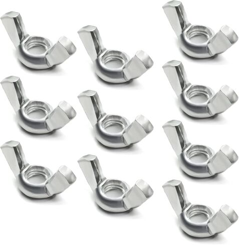 MroMax 10Pcs M6 Butterfly Wing Nuts Carbon Steel Zinc Plated Wing Nuts Silver Hand Twist Tighten Ear Butterfly Nut Fasteners Parts Metric for Mechanical Electronic Furniture Decoration in Saudi Arabia