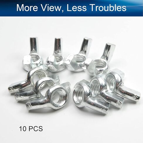 MroMax 10Pcs M6 Butterfly Wing Nuts Carbon Steel Zinc Plated Wing Nuts Silver Hand Twist Tighten Ear Butterfly Nut Fasteners Parts Metric for Mechanical Electronic Furniture Decoration in Saudi Arabia