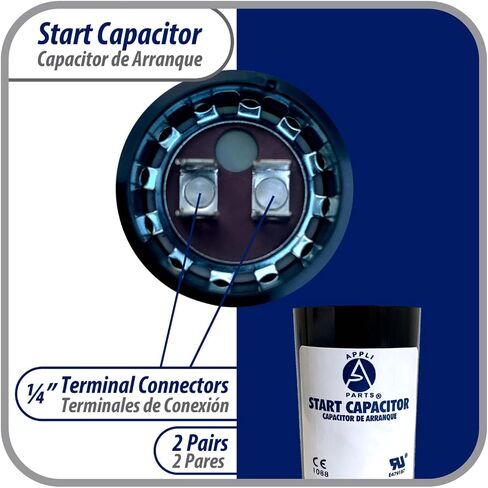 Appli Parts motor start capacitor 189-227 Mfd (microfarads) uF 330 VAC universal fit for electric motor applications 1-3/4 in Wide 3-3/8 in Height CON-189-330 in Saudi Arabia