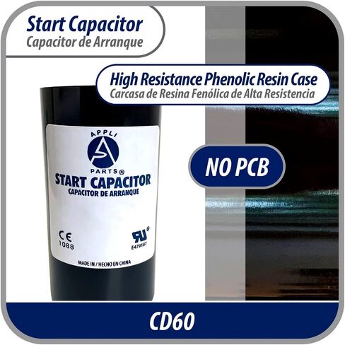 Appli Parts motor start capacitor 189-227 Mfd (microfarads) uF 330 VAC universal fit for electric motor applications 1-3/4 in Wide 3-3/8 in Height CON-189-330 in Saudi Arabia