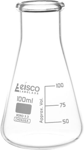 قارورة EISCO Erlenmeyer، 100 مل - زجاج البورسليكات - رقبة واسعة، شكل مخروطي - تخرجات بيضاء in Saudi Arabia