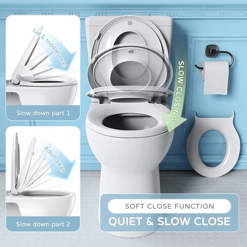 Family toilet seat, Round Toilet Seat with Toddler Seat Built in, Potty Training Toilet Seat Round Fits Both Adult and Child, with Slow Close and Magnets- Round, Easy to Install & Clean, White in Saudi Arabia