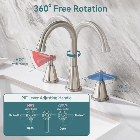Bathroom Sink Faucet, Brushed Gold 8 Inch Widespread Bathroom Faucet for Sink 3 Hole, 2 Handle Sink Faucet with Pop Up Drain and 2 Supply Hoses for RV Bathroom Vanity in Saudi Arabia