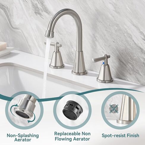 Bathroom Sink Faucet, Brushed Gold 8 Inch Widespread Bathroom Faucet for Sink 3 Hole, 2 Handle Sink Faucet with Pop Up Drain and 2 Supply Hoses for RV Bathroom Vanity in Saudi Arabia