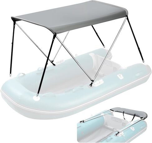 قمة بيميني للقارب القابل للنفخ جون بوت من الألومنيوم (العرض 3.3-4.6 قدم)، 2 ملحقات مظلة ظل الشمس مع أحذية تخزين 63 بوصة طول × 39 بوصة - 55 بوصة عرض × 43.3 بوصة ارتفاع in Kuwait