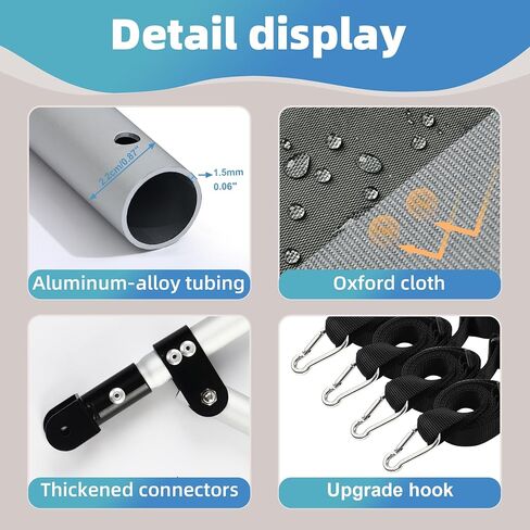 قمة بيميني للقارب القابل للنفخ جون بوت من الألومنيوم (العرض 3.3-4.6 قدم)، 2 ملحقات مظلة ظل الشمس مع أحذية تخزين 63 بوصة طول × 39 بوصة - 55 بوصة عرض × 43.3 بوصة ارتفاع in Kuwait