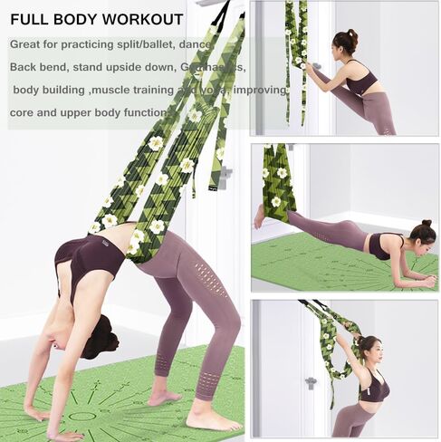حزام اليوغا الممتد، حزام اللياقة البدنية لليوجا مع مرساة الباب، مدرب المرونة الخلفي، حزام التمدد، تمرين تمدد الساق، الأفضل للتمدد اليومي للعلاج الطبيعي والرقص واليوجا الجوية in Kuwait