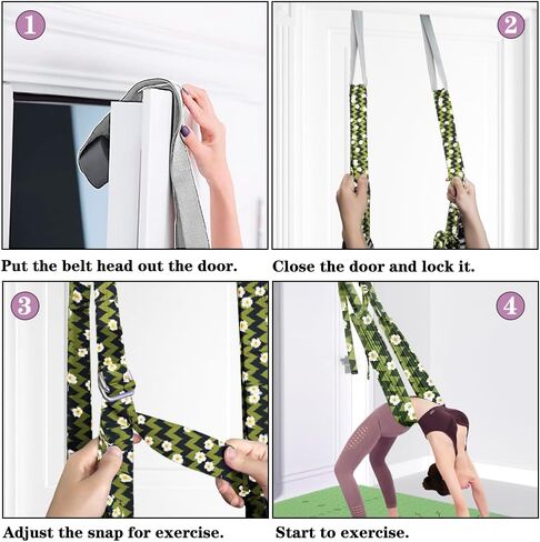 حزام اليوغا الممتد، حزام اللياقة البدنية لليوجا مع مرساة الباب، مدرب المرونة الخلفي، حزام التمدد، تمرين تمدد الساق، الأفضل للتمدد اليومي للعلاج الطبيعي والرقص واليوجا الجوية in Kuwait
