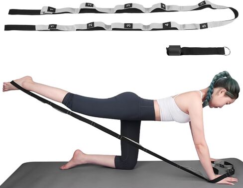 Yoga Stretch Strap With Loops, Flex Stretching Strap, Fascia Stretcher Adjustable With Multiple Loops For Physiotherapy, Pilates, Dance, Gymnastics in Saudi Arabia