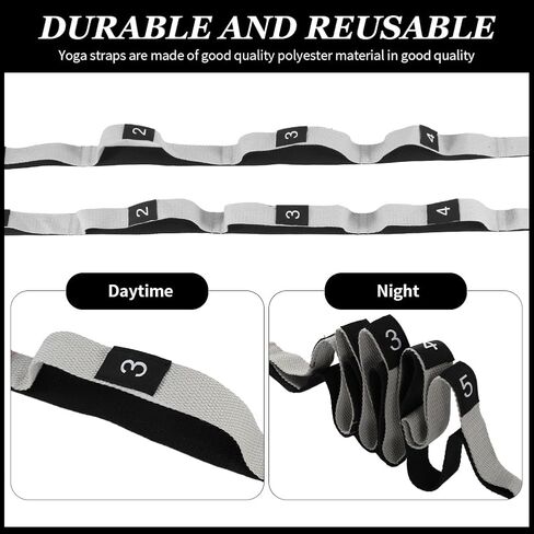 Yoga Stretch Strap With Loops, Flex Stretching Strap, Fascia Stretcher Adjustable With Multiple Loops For Physiotherapy, Pilates, Dance, Gymnastics in Saudi Arabia