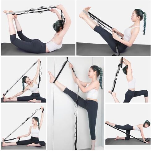 Yoga Stretch Strap With Loops, Flex Stretching Strap, Fascia Stretcher Adjustable With Multiple Loops For Physiotherapy, Pilates, Dance, Gymnastics in Saudi Arabia