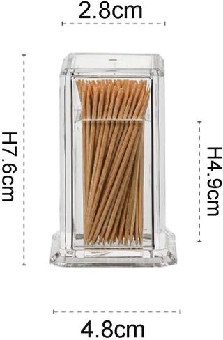 Acrylic Toothpick Cotton Swab Holder Dispenser Organizer Clear Storage Box with Lid (Rectangle Shape) YTBH-08122 in Kuwait