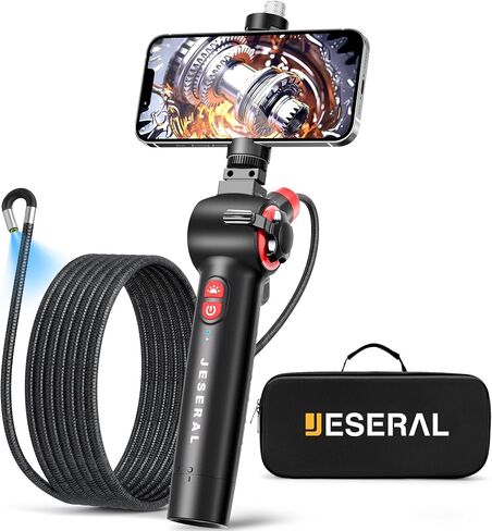 Two-Way 210°Articulating Borescope - JESERAL 5" HD 1080P Inspection Camera Screen with Light, Endoscope Camera with 8.5mm Len IP67 Waterproof Probe, 3X Zoom Borescope Camera with Semi-Rigid 5FT Cable in Saudi Arabia