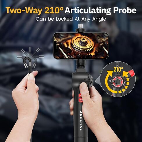 Two-Way 210°Articulating Borescope - JESERAL 5" HD 1080P Inspection Camera Screen with Light, Endoscope Camera with 8.5mm Len IP67 Waterproof Probe, 3X Zoom Borescope Camera with Semi-Rigid 5FT Cable in Saudi Arabia