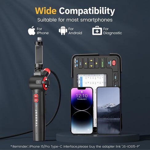 Two-Way 210°Articulating Borescope - JESERAL 5" HD 1080P Inspection Camera Screen with Light, Endoscope Camera with 8.5mm Len IP67 Waterproof Probe, 3X Zoom Borescope Camera with Semi-Rigid 5FT Cable in Saudi Arabia