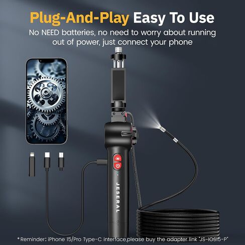 Two-Way 210°Articulating Borescope - JESERAL 5" HD 1080P Inspection Camera Screen with Light, Endoscope Camera with 8.5mm Len IP67 Waterproof Probe, 3X Zoom Borescope Camera with Semi-Rigid 5FT Cable in Saudi Arabia
