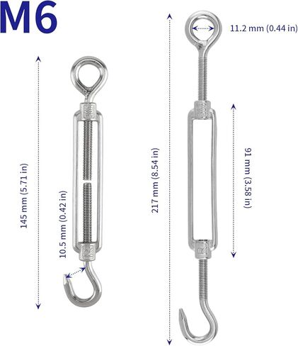 10 قطعة M6 وصلة ربط المقطورة، خطاف وصلة ربط المقطورة من الفولاذ المقاوم للصدأ، خطاف وصلة ربط المقطورة والعين لشد حبل سلك الكابل in Kuwait