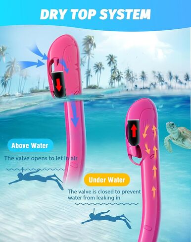 Greatever Snorkel Set Pano 3 Window Snorkel Mask Adult, Panoramic Wide View, Anti-Fog Scuba Diving Mask, Anti-Leak Snorkel Goggles Dry Top Snorkel, Professional Snorkeling Gear for Adults in Saudi Arabia