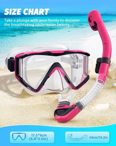Greatever Snorkel Set Pano 3 Window Snorkel Mask Adult, Panoramic Wide View, Anti-Fog Scuba Diving Mask, Anti-Leak Snorkel Goggles Dry Top Snorkel, Professional Snorkeling Gear for Adults in Saudi Arabia