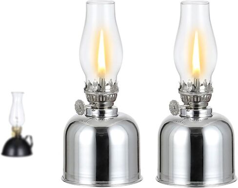 Oil Lamp Spuik Oil Lamps for Indoor Use Warm Home Mood Decor Lighting Kerosene Lamp Metal Glass Chamber Oil Lamp Outdoor Camping Hurricane Lamp Lantern Black in Saudi Arabia