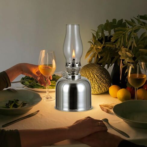 Oil Lamp Spuik Oil Lamps for Indoor Use Warm Home Mood Decor Lighting Kerosene Lamp Metal Glass Chamber Oil Lamp Outdoor Camping Hurricane Lamp Lantern Black in Saudi Arabia