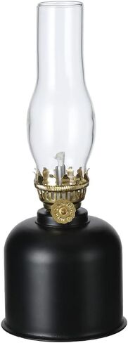Oil Lamp Spuik Oil Lamps for Indoor Use Warm Home Mood Decor Lighting Kerosene Lamp Metal Glass Chamber Oil Lamp Outdoor Camping Hurricane Lamp Lantern Black in Saudi Arabia
