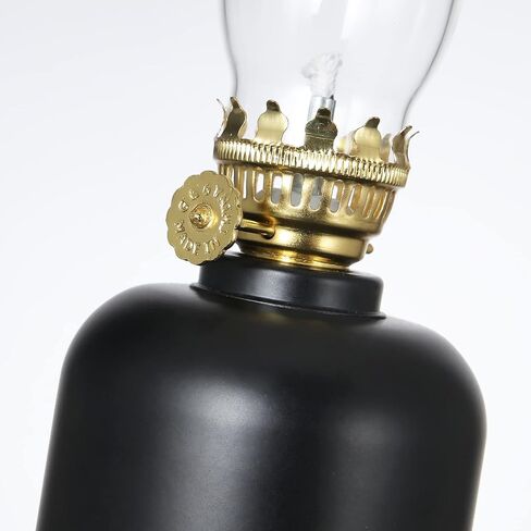 Oil Lamp Spuik Oil Lamps for Indoor Use Warm Home Mood Decor Lighting Kerosene Lamp Metal Glass Chamber Oil Lamp Outdoor Camping Hurricane Lamp Lantern Black in Saudi Arabia