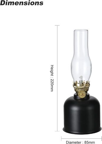 Oil Lamp Spuik Oil Lamps for Indoor Use Warm Home Mood Decor Lighting Kerosene Lamp Metal Glass Chamber Oil Lamp Outdoor Camping Hurricane Lamp Lantern Black in Saudi Arabia