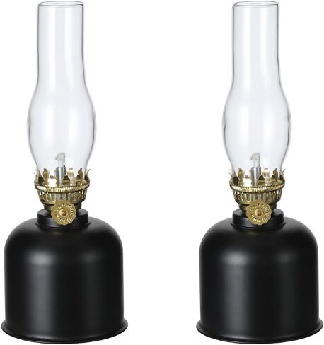 Oil Lamp Spuik Oil Lamps for Indoor Use Warm Home Mood Decor Lighting Kerosene Lamp Metal Glass Chamber Oil Lamp Outdoor Camping Hurricane Lamp Lantern Black in Saudi Arabia
